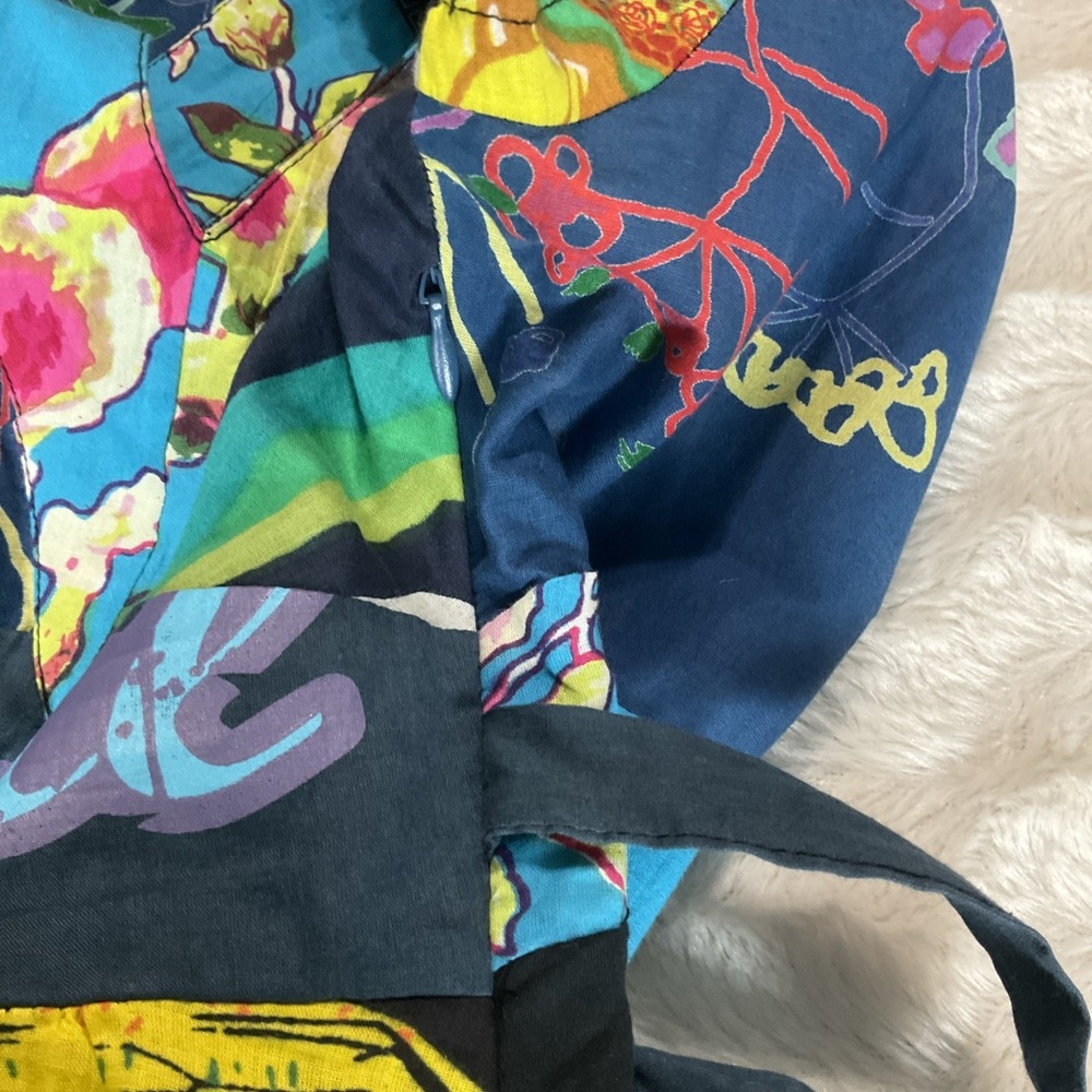 Desigual Women's Size M Japan Art Geisha Mini Dress / Tunic Tie Back Colorful - Picture 13 of 16